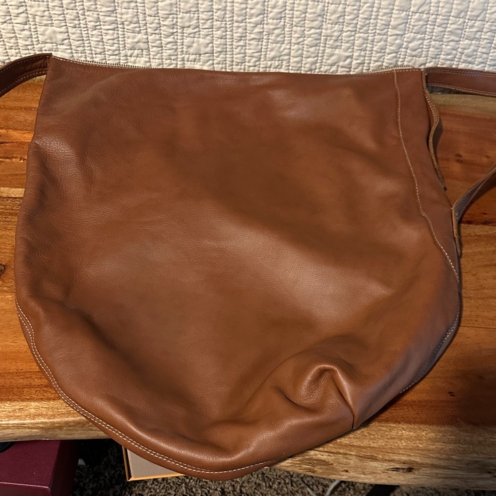 Aakasha Tan Leather Tote Bag